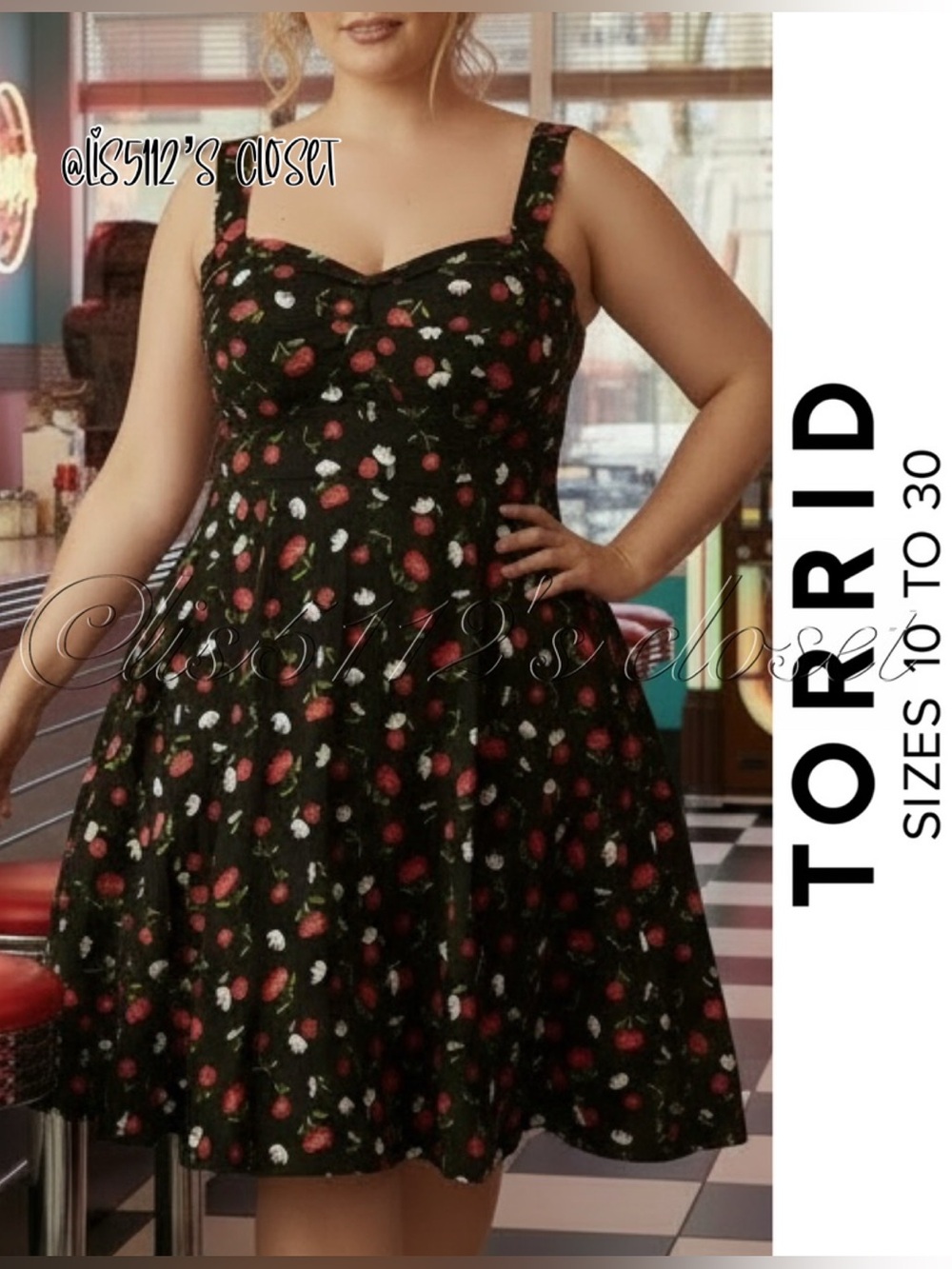 Torrid x Retro Chic Black Cherry & Floral Print Pinup Swing Dress 20 2X